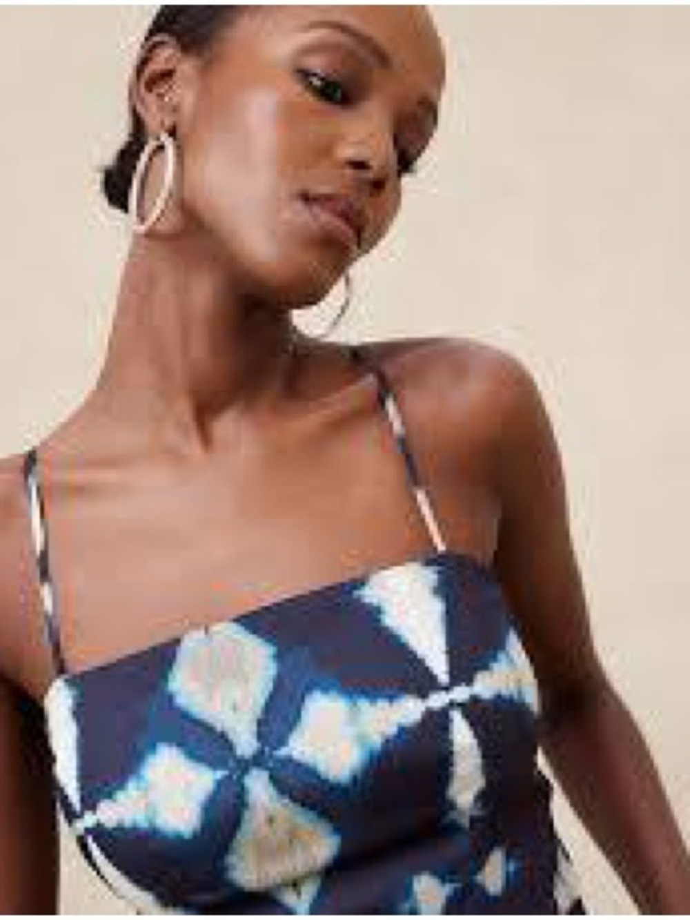 Banana Republic Factory Blue and Cream Diamond-Print Midi Dress - Picture 3 of 8